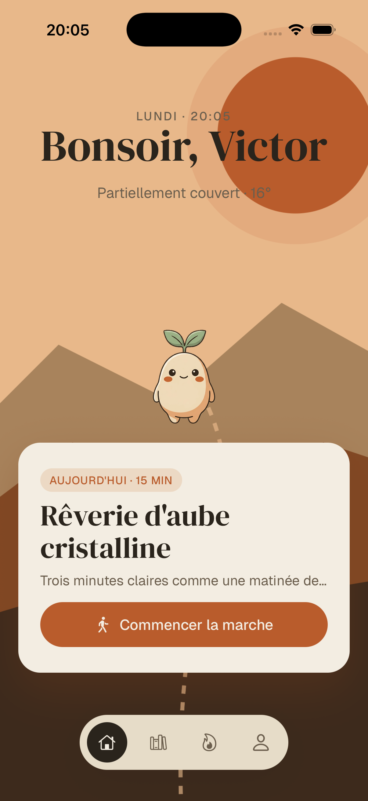 Écran d'accueil MindStep